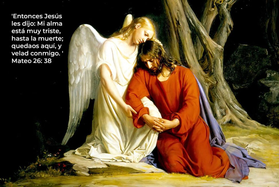 Un ángel consolando a Jesús antes de su arresto en el jardín de Getsemaní, de Carl Bloch.